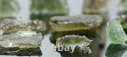 13x MOLDAVITE green crystal tektite impact meteorite 50 cts raw pendant #7541T