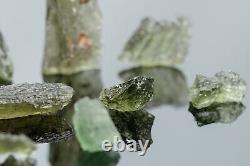 13x MOLDAVITE green crystal tektite impact meteorite 50 cts raw pendant #7541T