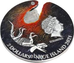 2021 2 Oz Silver $2 Niue Impact Moments METEORITE MUONIONALUSTA Antiqued Coin