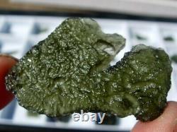 29.92 carats 38x25x5mm MOLDAVITE from Czech Republic Meteorite impact with COA