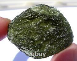 59.3 carats 36x28x9mm MOLDAVITE from Czech Republic Meteorite impact with COA