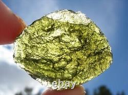 59.3 carats 36x28x9mm MOLDAVITE from Czech Republic Meteorite impact with COA