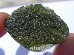 59.3 carats 36x28x9mm MOLDAVITE from Czech Republic Meteorite impact with COA