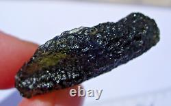 59.3 carats 36x28x9mm MOLDAVITE from Czech Republic Meteorite impact with COA