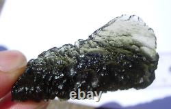 60.2 carats 40x22x14mm MOLDAVITE from Czech Republic Meteorite impact with COA