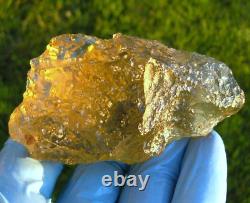 Libyan Desert Glass Meteorite Tektite impact Cintamani(825 ct)Dimples Flat Gem