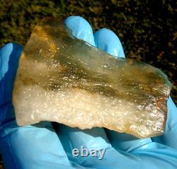 Libyan Desert Glass Meteorite Tektite impact specimen(320 crt)Flat- Dark Green