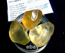 Libyan Desert Glass Meteorite Tektite impact specimen(325 crt)3 round Gems AAAA