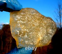 Libyan Desert Glass Meteorite Tektite impact specimen(385 crt)Dimples yellow A+