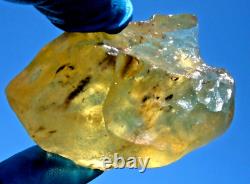 Libyan Desert Glass Meteorite Tektite impact specimen(450 ct)DARK INCLUSIONS