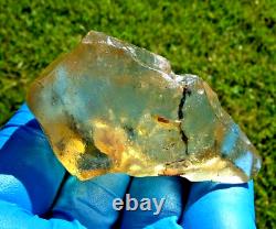 Libyan Desert Glass Meteorite Tektite impact specimen(450 ct)DARK INCLUSIONS