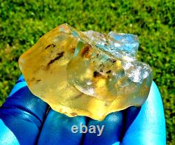 Libyan Desert Glass Meteorite Tektite impact specimen(450 ct)DARK INCLUSIONS