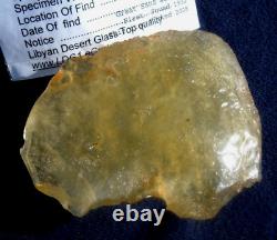 Libyan Desert Glass Meteorite Tektite impact specimen(675 crt)Flat -Thin Gem A+