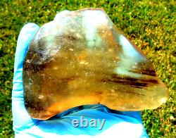 Libyan Desert Glass Meteorite Tektite impact specimen(850 ct)Gem -Dark lines A+