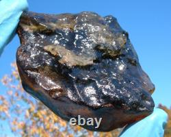 Libyan Desert Glass Meteorite Tektite impact specimen(930 crt)Dark Black Gem A