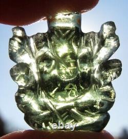 MOLDAVITE GANESHA Ganesh Meteorite Impact Glass Gemstone Tektite HINDU Carving