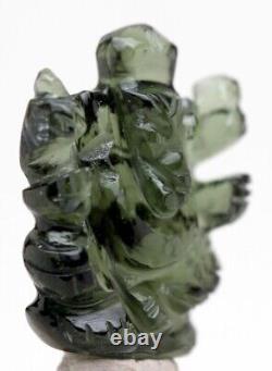 MOLDAVITE GANESHA Ganesh Meteorite Impact Glass Gemstone Tektite HINDU Carving