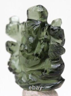 MOLDAVITE GANESHA Ganesh Meteorite Impact Glass Gemstone Tektite HINDU Carving