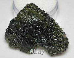 63,3 carats 35mm de long Moldavite de République tchèque provenant de l'impact d'une météorite