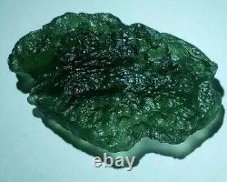 AAA+ Parfait Véritable Météorite de Moldavite Impact Tektite Vert 48.2 carats Chlum