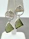 Boucles D'oreilles En Verre D'impact De Météorite Moldavite Naturel Tchèque En Argent Sterling 925