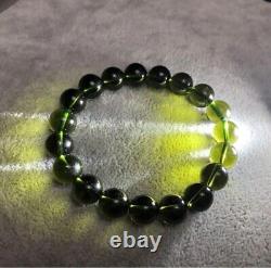 Bracelet en verre d'impact de météorite tchèque Moldavite 8mm brut naturel