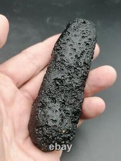 Carillon d'ange XXL Tektite Indochinite Rod 108,97g / 11,2cm Verre d'impact de météorite