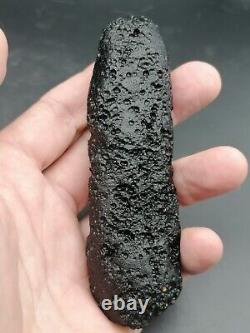 Carillon d'ange XXL Tektite Indochinite Rod 108,97g / 11,2cm Verre d'impact de météorite