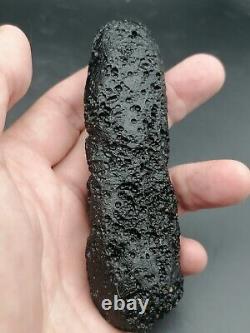 Carillon d'ange XXL Tektite Indochinite Rod 108,97g / 11,2cm Verre d'impact de météorite