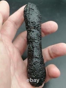 Carillon d'ange XXL Tektite Indochinite Rod 108,97g / 11,2cm Verre d'impact de météorite