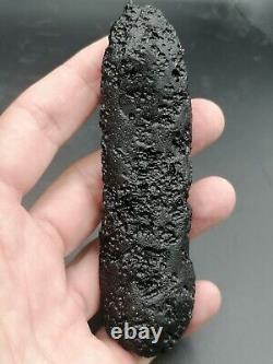 Carillon d'ange XXL Tektite Indochinite Rod 108,97g / 11,2cm Verre d'impact de météorite