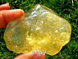 Échantillon d'impact de Tektite de météorite en verre du désert libyen (1010 Ct) Super jaune A+