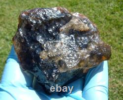 Échantillon d'impact de tectite de météorite de verre du désert libyen (930 crt) Gemme noire foncée A