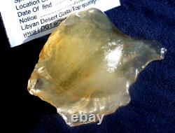 Échantillon d'impact de tectite de météorite en verre du désert libyen (460 crt) Gemme plate douce A+