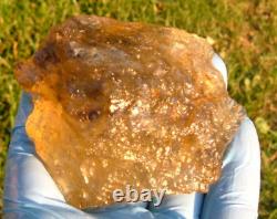 Échantillon d'impact de téktite de météorite en verre du désert libyen (1000 crt) Super Gem Dark