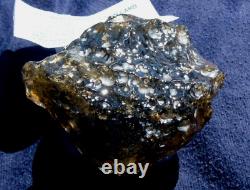 Échantillon d'impact de téktite de météorite en verre du désert libyen (1077 crt) Gemme noire sombre