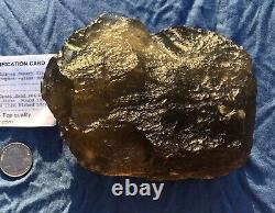 Météorite en verre du désert libyen Tektite impact échantillon (5400 crt) Très grand (1 Kg)