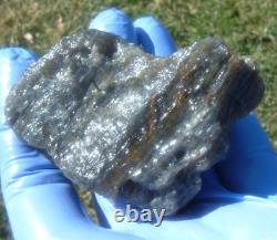 Météorite en verre du désert libyen spécimen d'impact de tectite (455 crt) Super Rare - Gris