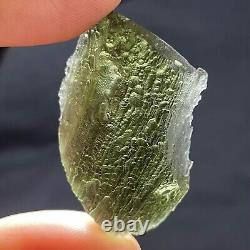 Moldavite naturel de République tchèque 12.25g Tektite verte, Impact de météorite