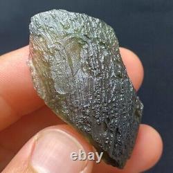 Moldavite naturel de République tchèque 12.25g Tektite verte, Impact de météorite