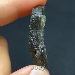 Moldavite naturel de République tchèque 12.25g Tektite verte, Impact de météorite