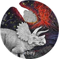 Moments d'impact Niue 2021 Meteorite 2 oz. 999 Pièce d'argent Germania Dinosaur