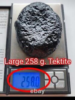 SUPER GRANDE TEKTITE 1 289 ct. TAILLE RARE IMPACT DE MÉTÉORITE ASTÉROÏDE NATUREL #67328