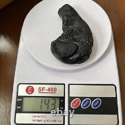 Tektite indochinite roche spatiale impactite de météorite pierre d'impact 143 g rare